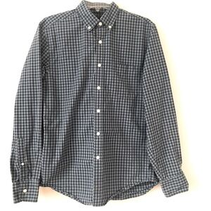 J Crew Blue Navy Two Tone Gingham Plaid Shirt S